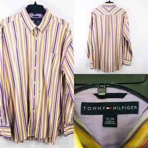 Tommy Hilfiger XL Button Down Shirt Yellow Striped